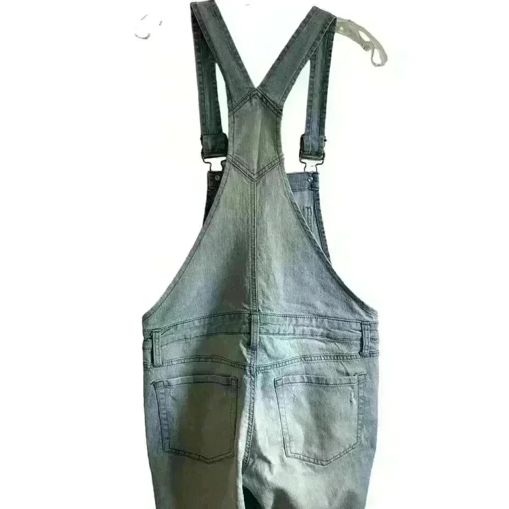 LEI LIGHT WASH DISTRESSED BIB OVERALLS SIZE M - Picture 9 of 13